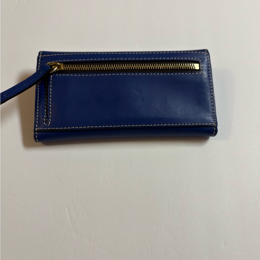 Dooney & Bourke Cobalt Blue Leather Continental Wallet with Logo Plaque - Picture 8 of 11